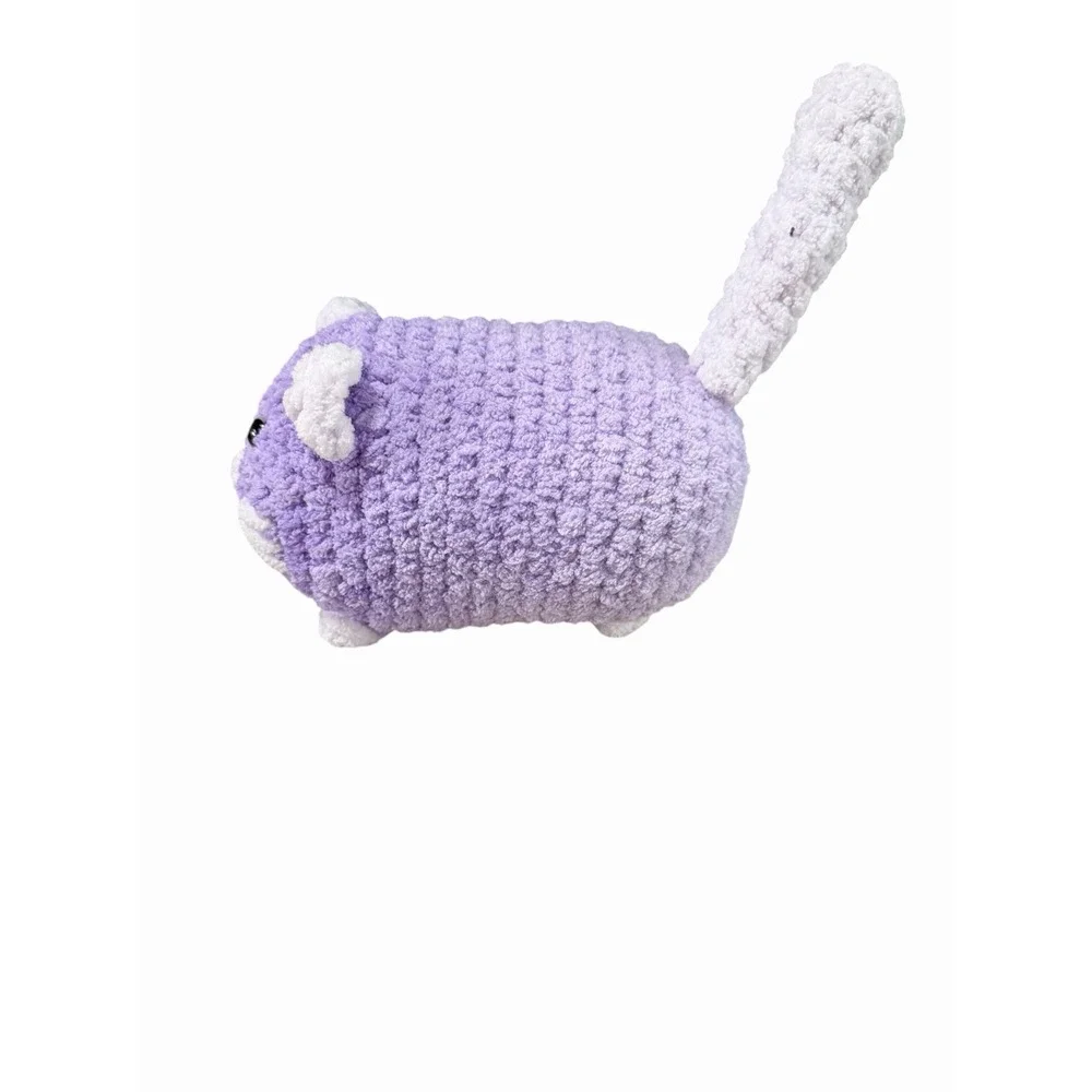 New Handmade Crochet Plushie Cat Kitten light purple white